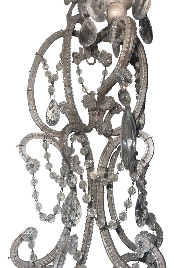 Pair Italian Crystal Beaded Wall Sconces, Mid-20th Century