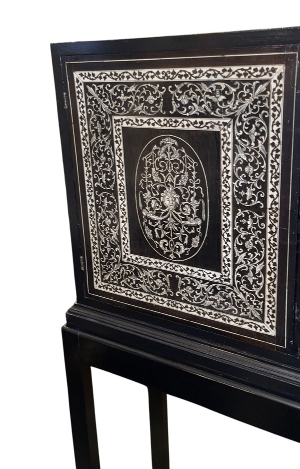 19th Century Italian Ebonized Cabinet with Inlaid Fitted Interior