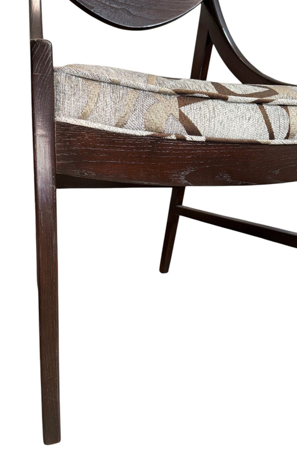Set of Six Mid-Century Dark Wood Dining Chairs, Italy, 1960's.