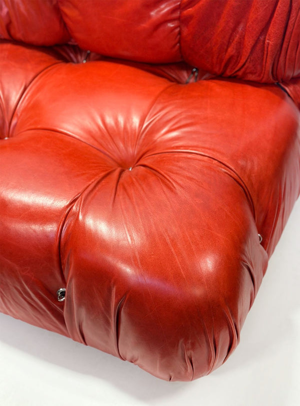 Colorful Mario Bellini Four -Seat Leather Sectional Sofa, 1970's