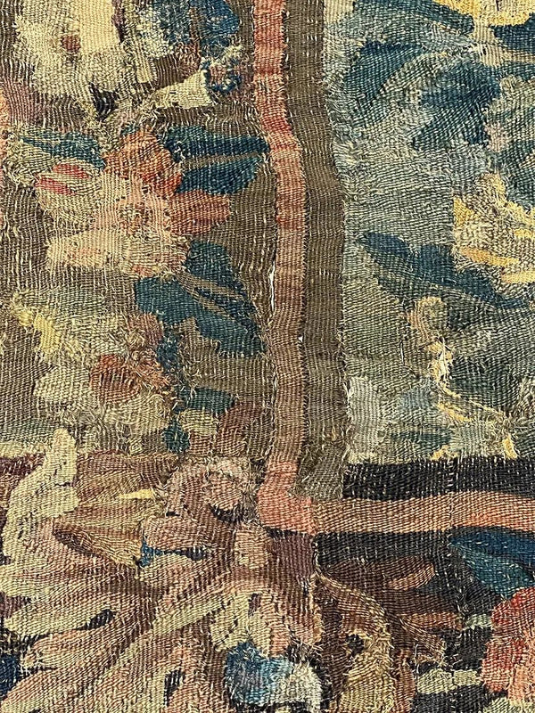 18th Century Franco-Flemish Verdure Tapestry with Bird in Flowering Landscape