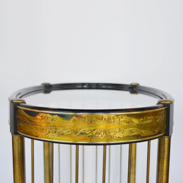 Table Brass Acid Etched by Bernhard Rohne for Mastercraft, 1970s