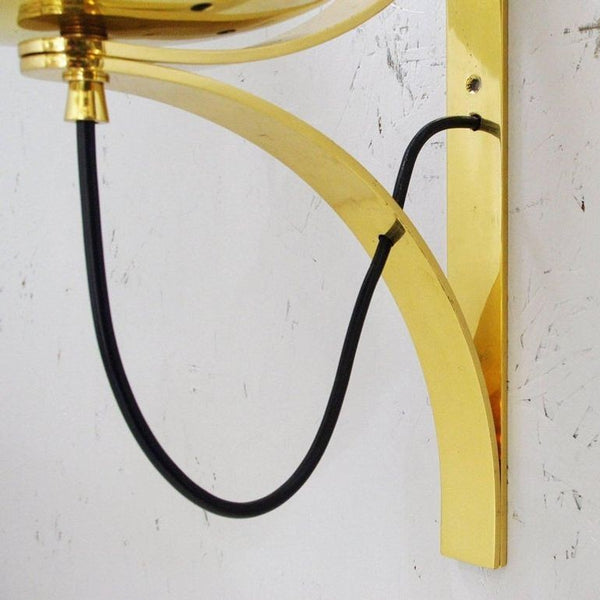 Four Italian Mid-Century Murano Glass & Brass Sconces Attributed to Seguso.