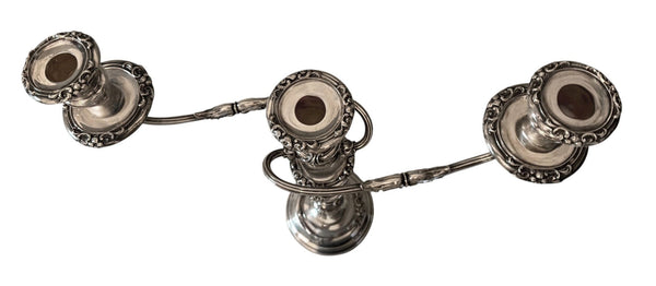 Pair of Silver Candelabras with Floral Detailing, France, Mid-20th Century.
