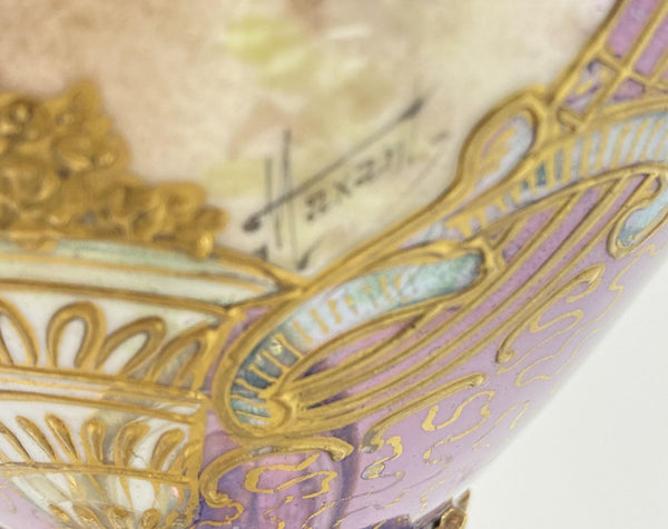 Antique 19th Century French Sevres Porcelain & Bronze Vase. Signed Maxant.