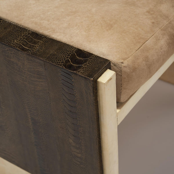 R & Y Augousti Parchment Vanity & Snakeskin Bench. France, Late 20th Century.