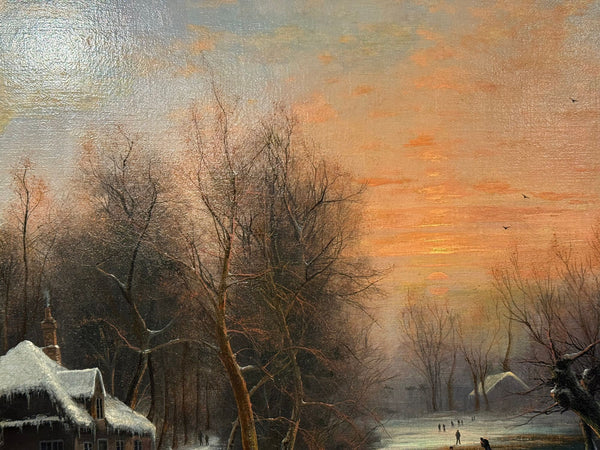 Nils Hans Christiansen Winter Landscape Painting. Denmark, Early 20th Century.