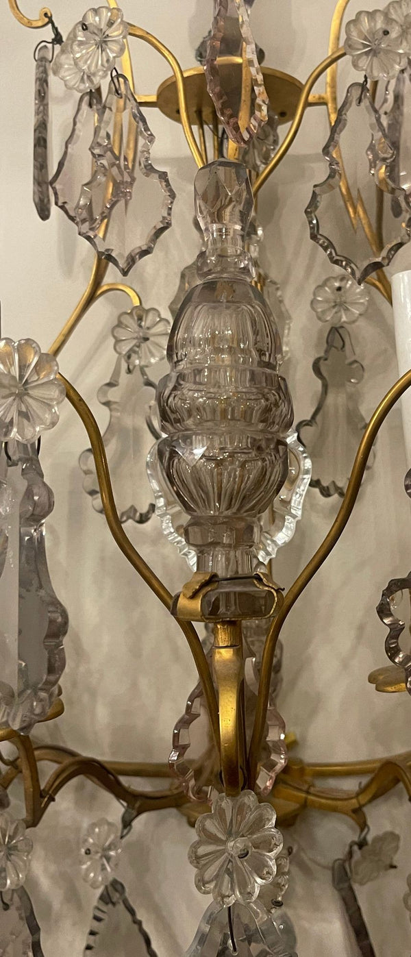 Pair of French Gilt Bronze and Crystal Wall Sconces, Late 19th Century.