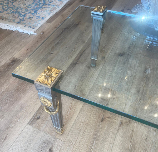 P.E. Guerin Louis XVI Style Bronze Garland Coffee Table. U.S.A Late 20th Century