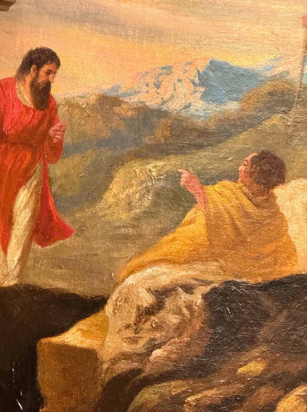 Eugene Califano Allegorical Scene with Classical Ruins Oil on Canvas. 20th C.