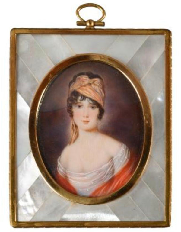 French Set of Six Mother of Pearl Miniature Portraits