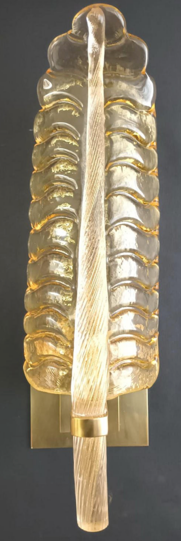 Set of Six Golden Amber Murano Sconces. Italy, 1960's.