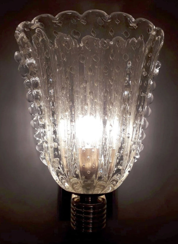 Set of Six Gold Bollicine Murano Sconces by Barovier e Toso. Italy, 1950's.