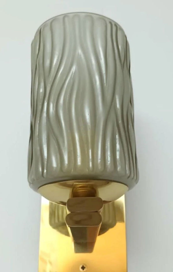 Set of Eight Smoky Textured Murano Sconces by Barovier e Toso. Italy, 1950's.