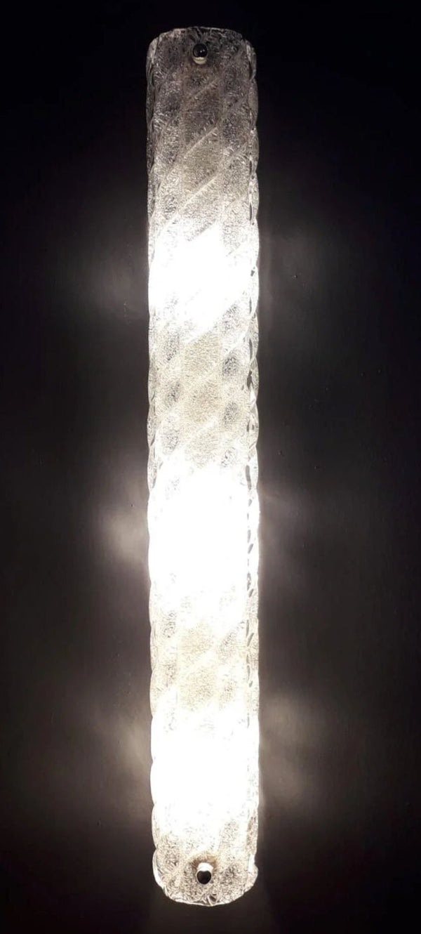 Set of Three Barovier e Toso “Canale” Clear Murano Glass Sconces. Italy, 1960's.