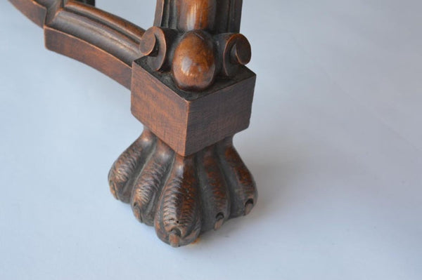 Mid-19th Century Italian Baroque Style Walnut & Leather Throne Chair