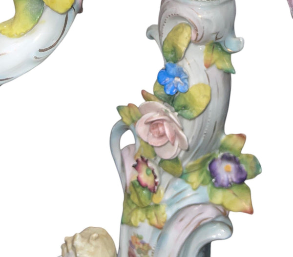 Pair of Meissen Style Porcelain Five-Arm Candelabras. Germany, 20th century.