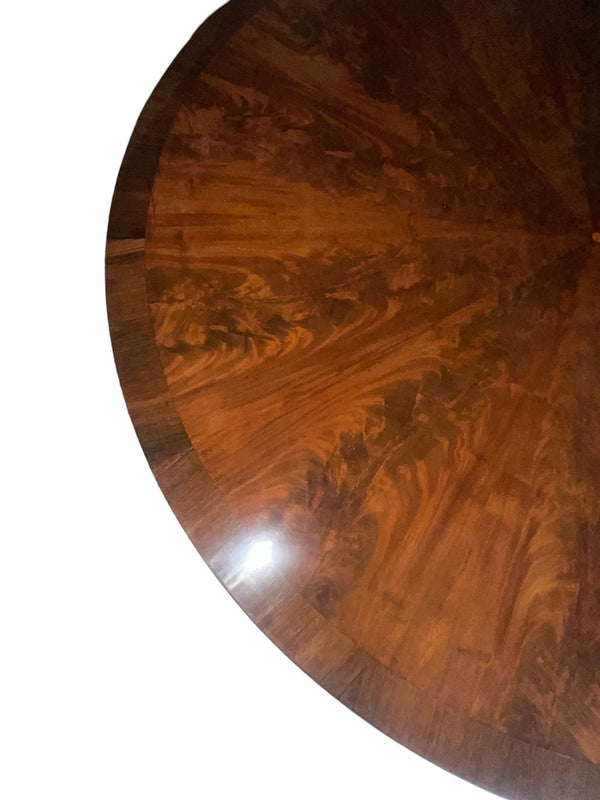 Late 19th Century English Flame Mahogany Pedestal Dining Table