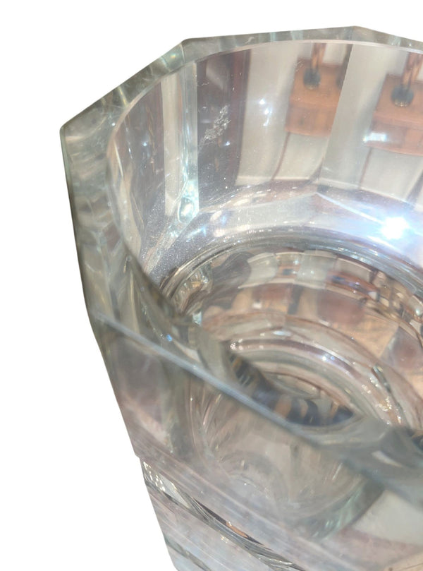 Set of 3 Art Deco Cut Crystal Vases in the Manner of Josef Hoffmann for Moser.