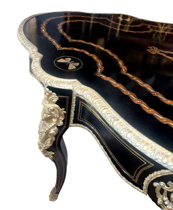 19th Century Napoleon III Ebonized Writing Desk w/ Gilt Bronze & M.O.P