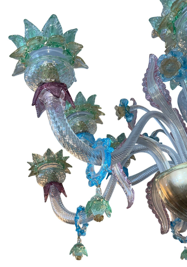 Italian Murano Glass Multi-Color Floral Chandelier