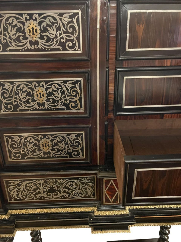 Monumental Italian Baroque Style Cabinet on Stand. Mid-19th Century.