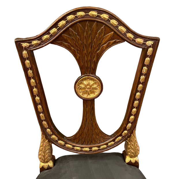 Early 19th Century Pair of Russian Neoclassical Parcel-Gilt Side Chairs