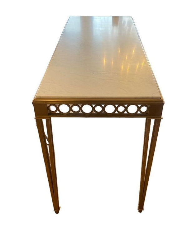 Paul M. Jones Neoclassical Style Bronze & White Marble Console Table, USA, 1960s