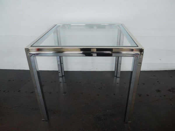 Chic Pair of Chrome and Brass-Plated Side Tables