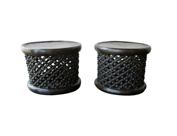 Pair of African Bamileke Hand Carved Wood Tables or Stools
