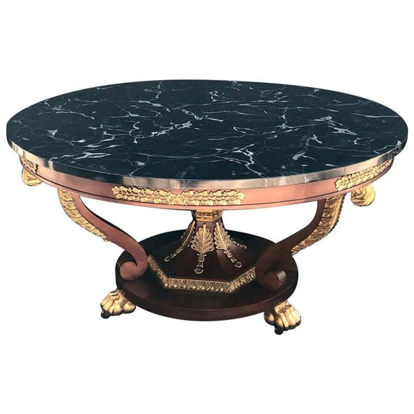Round Baker Center Table with Faux Marble Top