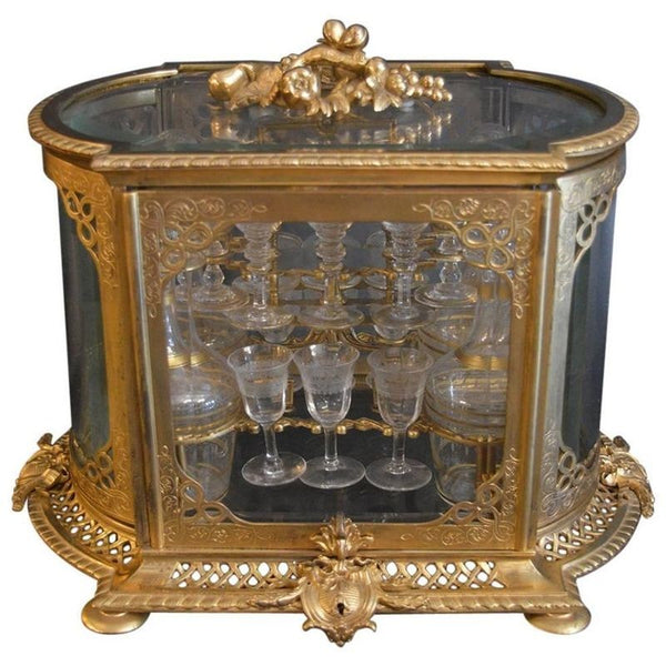 19th Century Bronze and Baccarat Crystal Tantalus