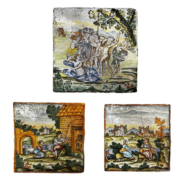 Set of Three 18th Century Large Italian Majolica Plaques