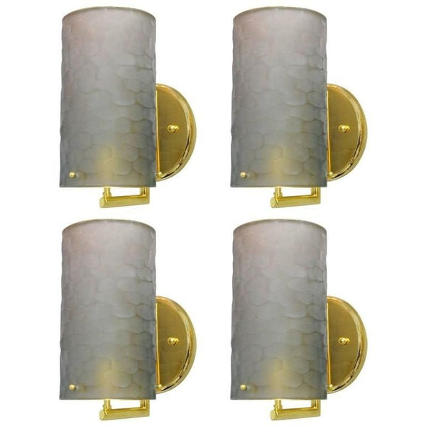 Set of Four Limited Edition Battuto Smoky Frosted Murano Glass Sconces