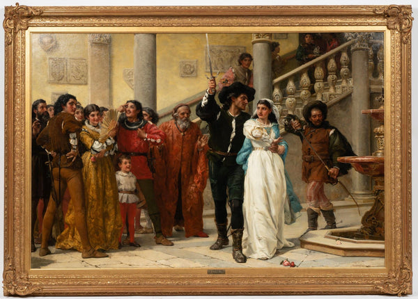 "The Taming of the Shrew" by Frank William Warwick Topham, Oil on Canvas (1879)