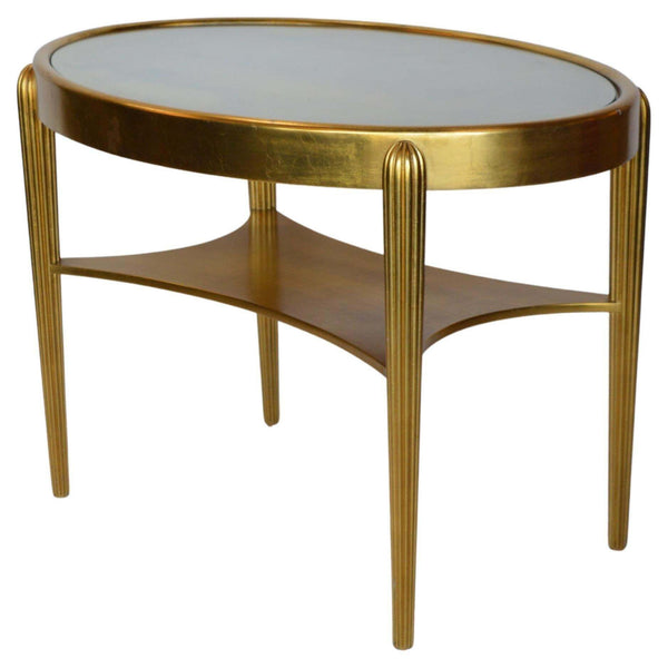 Art Deco Gold Table With Glass Insert