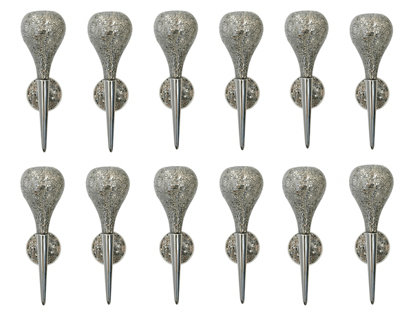 Set of Twelve Limited Edition Torchere Sconce with Crackled Mirror Glass, 1990s