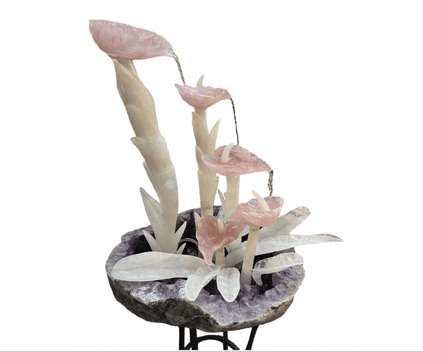 Cascading Amethyst, Rose Quartz & Rock Crystal Fountain