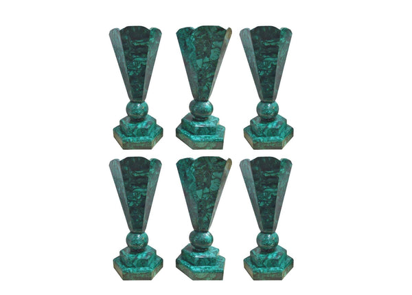 Set of Six Malachite Vases
