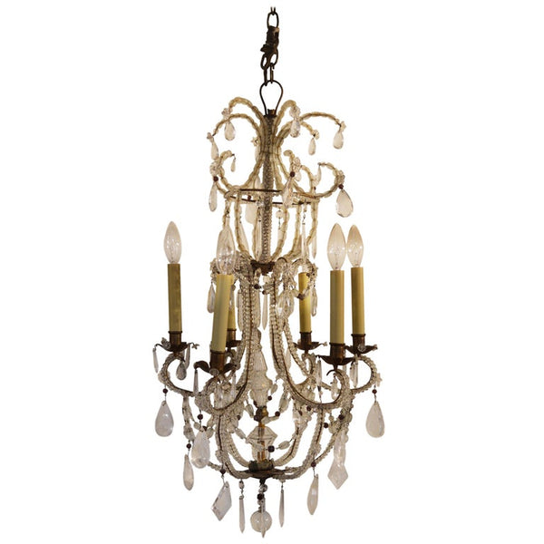 Small Italian Chandelier with Rock Crystal