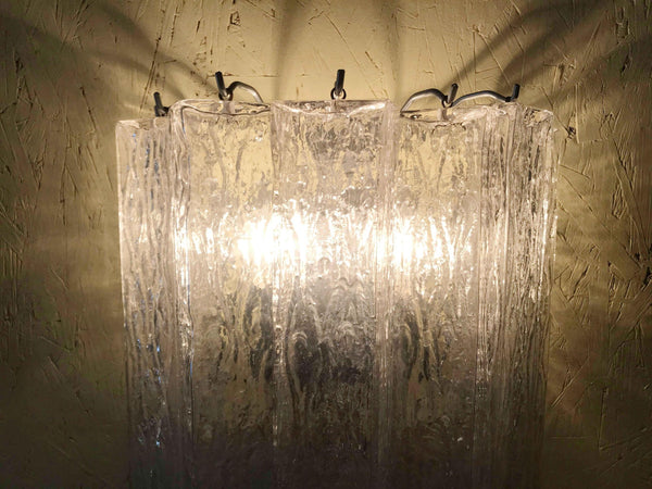 Pair of Vintage Italian Sconces w/ Clear Rectangular Murano Glass Cubes, 1960s