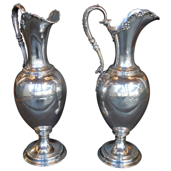 Pair of Vintage Oversized Sterling Silver Tiffany & Co. Pitchers