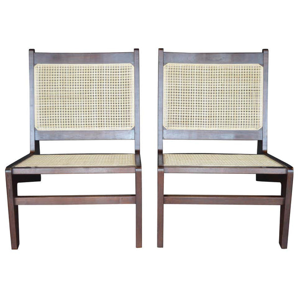 Pair of Cane Chairs in the Style of Pierre Jeanneret