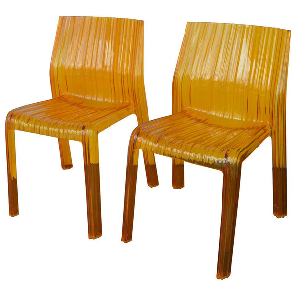Pair of Italian Orange Chairs by Kartell