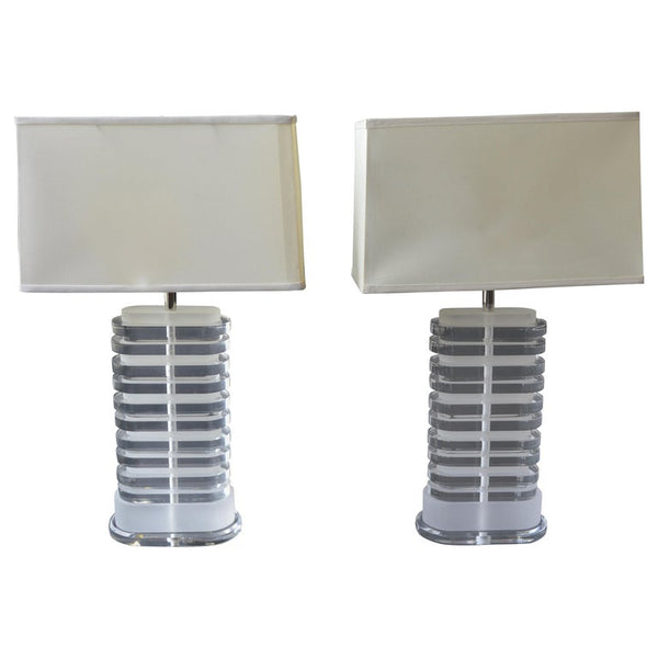 Pair of Oval Shaped Acrylic Lamps