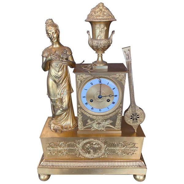 19th Century French Empire Dore Bronze Clock