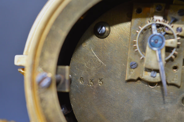 French 19th Century Champleve Enamel Clock Set
