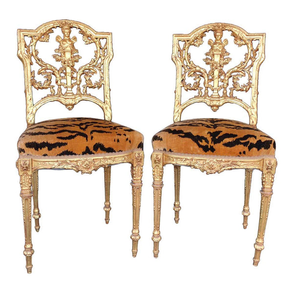 Pair of Hand Carved Wood Chairs