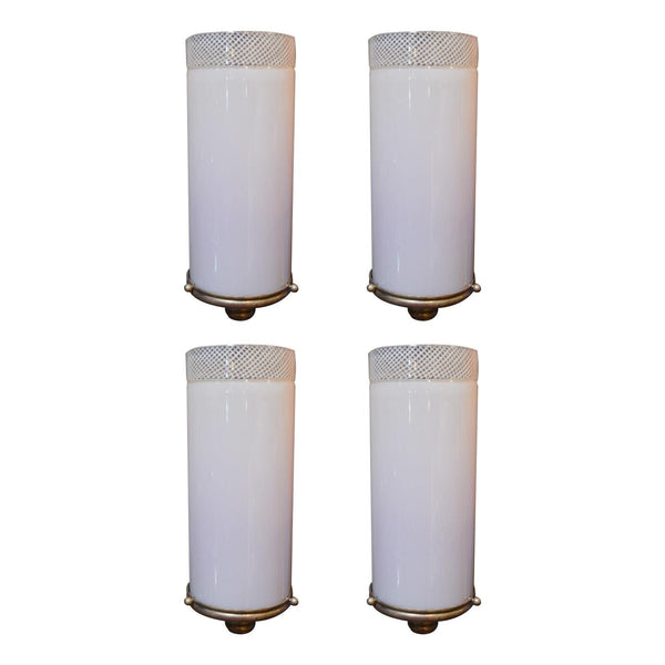 Set of Four Italian Sconces w/ Pink Murano Glass, Attributed to Venini C 1932