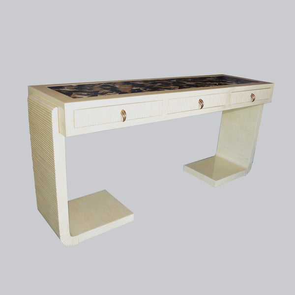 Large White Bone and Cow Horn Console in the Style of Karl Springer